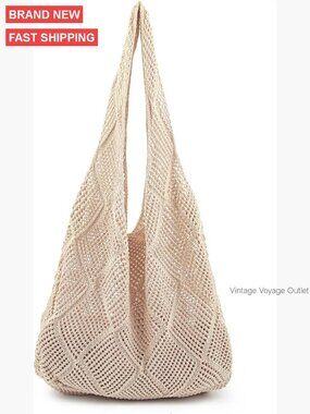 Large Crochet Mesh Tote Bag, Handmade Hobo Beach Bag, Summer Shoulder Bag